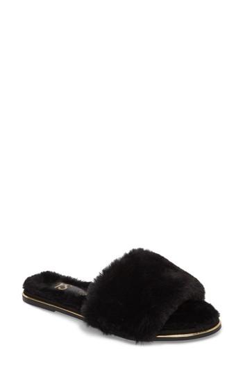 Women's Yosi Samra Rose Faux Fur Slide Sandal M - Black