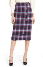 Women's Halogen X Atlantic-pacific Plaid Wrap Pencil Skirt - Blue