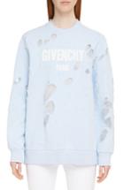 Women's Givenchy Destroyed Logo Sweater - Blue