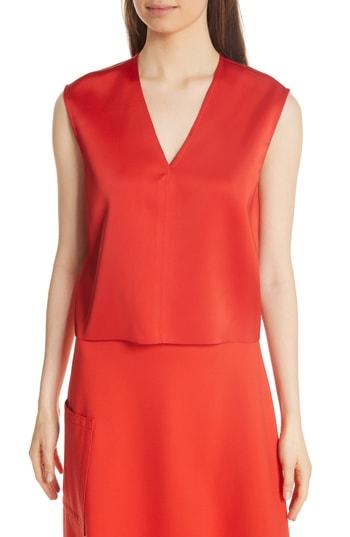 Women's Tibi Bonded Satin Crop Top - Red