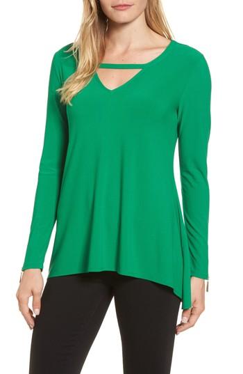 Women's Chaus Zip Cuff Crepe Knit Top - Green