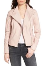 Women's Andrew Marc Felicia Asymmetrical Zip Leather Jacket - Pink