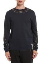 Men's Versace Collection Studded Crewneck Sweatshirt - Blue