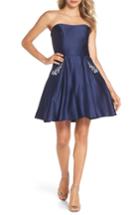 Women's Blondie Nites Embellished Satin Fit & Flare Dress - Blue