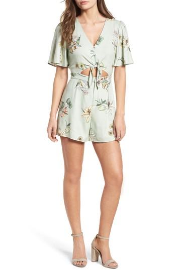 Women's One Clothing Tie Front Romper - Green