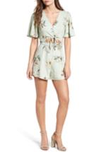 Women's One Clothing Tie Front Romper - Green