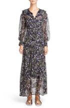 Women's Isabel Marant Metallic Bloom Silk Maxi Dress Us / 36 Fr - Blue