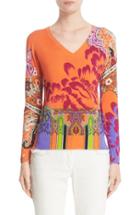 Women's Etro Print Stretch Silk Sweater