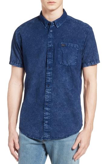 Men's Rvca Acid Rain Denim Shirt - Blue