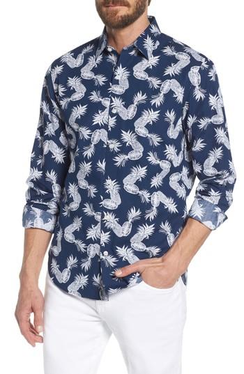 Men's Bonobos Unbutton Down Slim Fit Print Sport Shirt R - Blue