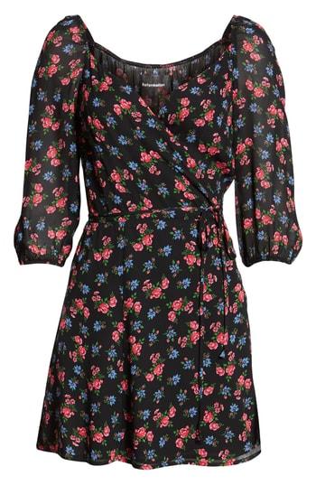 Women's Reformation Eveleigh Wrap Minidress - Black