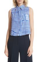 Women's Milly Leah Tie Back Stretch Cotton Blouse - Blue