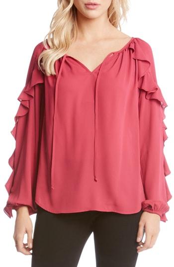 Women's Karen Kane Tie-neck Ruffle Sleeve Top - Pink