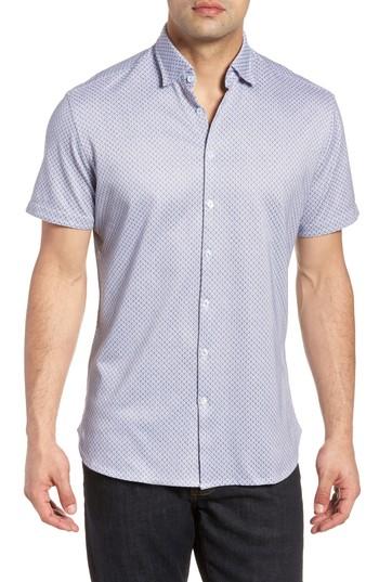 Men's Stone Rose Contemporary Fit Geo Tech Sport Shirt (s) - White