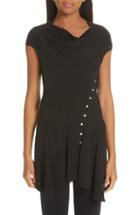 Women's Rick Owens Snap Detail Silk Top Us / 42 It - Black