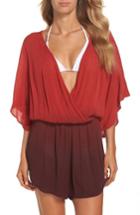 Women's Green Dragon Take A Dip Eliza Crinkle Cover-up Romper - Burgundy