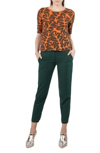 Women's Akris Punto Tropical Leaf Elbow Sleeve Wool Sweater - Orange