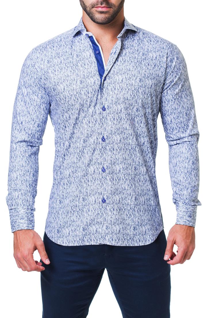 Men's Maceoo Einstein Ecrito Trim Fit Sport Shirt (m) - Blue