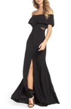 Women's Xscape Jersey Popover Gown - Black