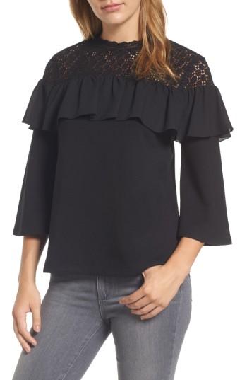 Women's Halogen Lace Yoke Ruffle Top