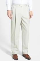 Men's Berle Pleated Wool Gabardine Trousers X Unhemmed - Beige