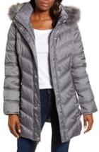 Women's Kenneth Cole New York Faux Fur Trim Puffer Jacket, Size - Grey