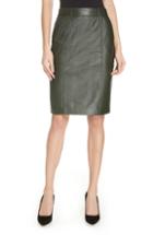 Women's Reiss Kara Leather Pencil Skirt Us / 8 Uk - Green