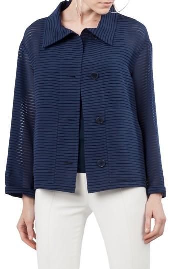 Women's Akris Punto Illusion Stripe Jacket - Blue