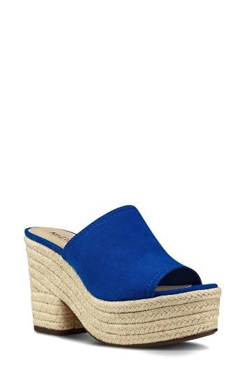 Women's Nine West Skyrocket Platform Slide Sandal M - Blue