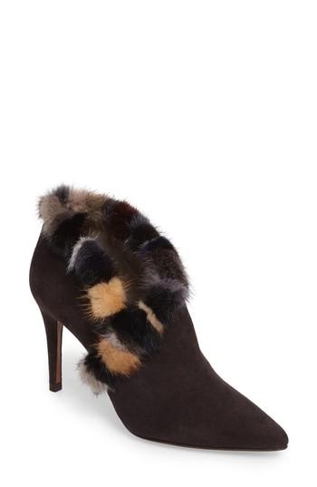 Women's Donald J Pliner Renata Genuine Mink Fur Trim Bootie .5 M - Brown