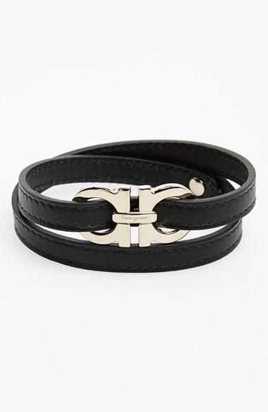 Men's Salvatore Ferragamo Leather Wrap Bracelet