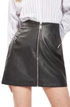 Women's Topshop Zip Faux Leather Miniskirt Us (fits Like 0) - Black