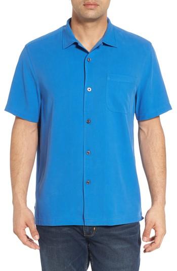 Men's Tommy Bahama Catalina Twill Sport Shirt, Size - Blue