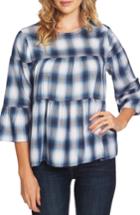 Women's Vince Camuto Ombre Plaid Tiered Ruffle Top - Blue