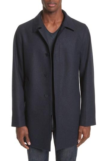 Men's John Varvatos Collection Buckley Wool Blend Topcoat R - Blue
