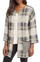 Women's Wit & Wisdom Reversible Plaid Jacquard Sweater Jacket - Grey