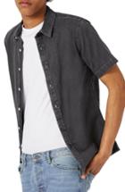 Men's Topman Muscle Fit Denim Shirt, Size - Grey