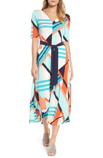 Women's Chaus Belted Geo Print Midi Dress - Coral