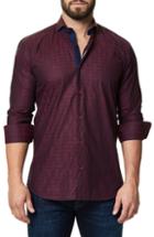 Men's Maceoo Trim Fit Print Sport Shirt (l) - Burgundy