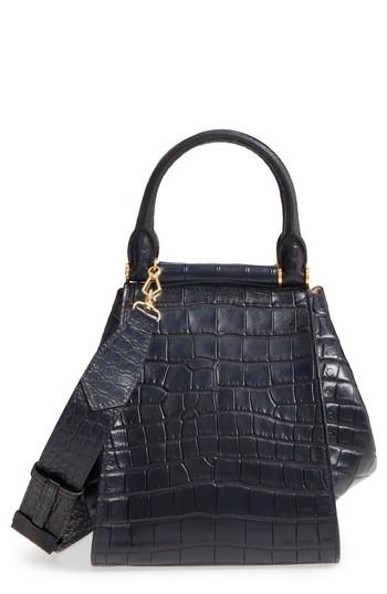 Max Mara Small Anita Croc-embossed Leather Satchel - Blue