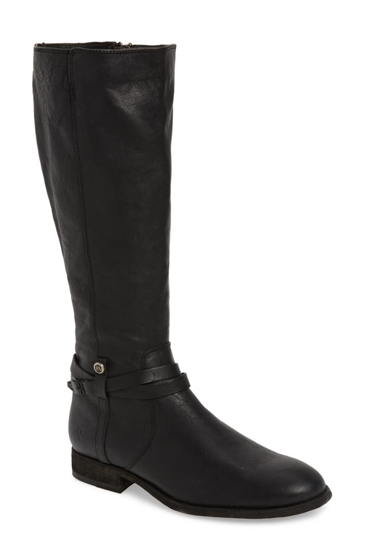 Women's Frye Melissa Belted Knee-high Riding Boot Ext Calf M - Black
