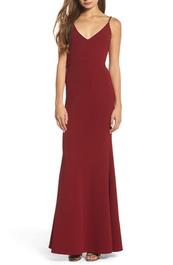 Women's Lulus V-neck Trumpet Gown - Burgundy