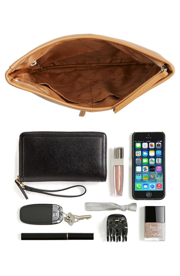 Longchamp 'veau' Leather Crossbody Bag - Grey