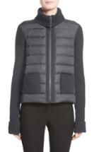Women's Moncler Ciclista Quilted Down Front Sweater Jacket - Grey