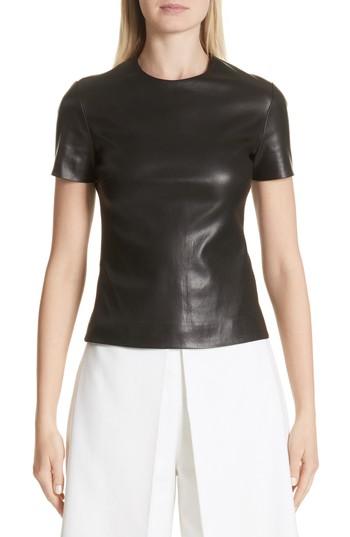 Women's Rosetta Getty Leather Tee - Black