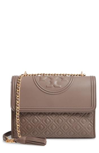 Tory Burch Fleming Leather Convertible Shoulder Bag - Brown