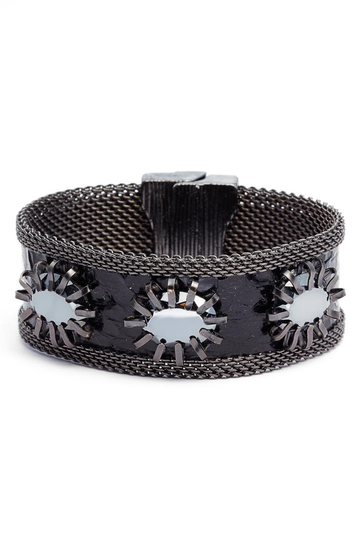 Women's Cynthia Desser Faceted Hematite Snakeskin Bracelet