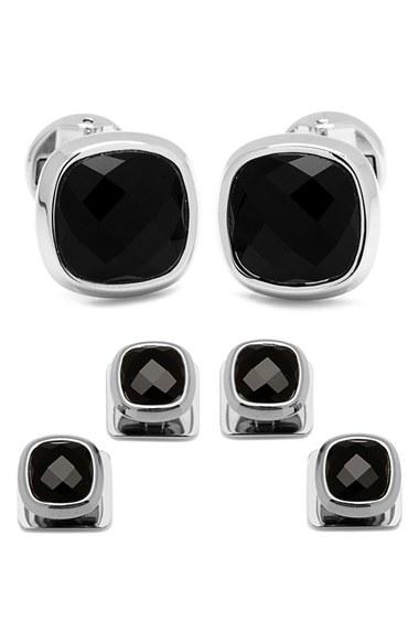 Men's Ox And Bull Trading Co. Onyx Cuff Links & Shirt Stud Set