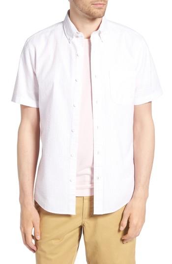Men's 1901 Trim Fit Seersucker Sport Shirt, Size - White
