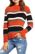Women's Moon River Stripe Chenille Sweater - Orange